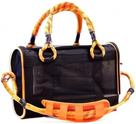 Buddy's Best Airline Approved Pet Carrier β Black & Orange Heavy Duty, Fits Under Seat, TSA Compliant, Ventilated Mesh Design w/Waterproof Base & Reflective Safety Strips