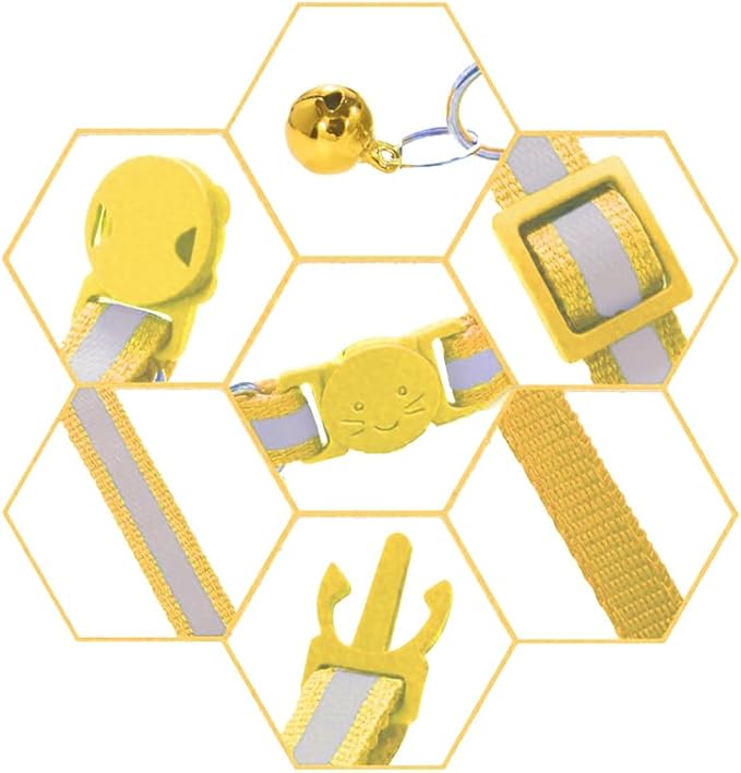 3 Pack Reflective and Breakaway Cat Collars with Bells,Adjustable Kitten Collars from 7.5 to 12.5 Inches, Ideal of Kitten Collar, Suitable for Girls and Boys (Yellow)