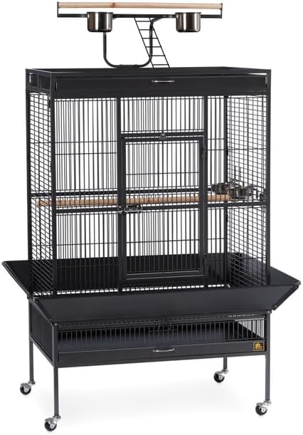 Suburban Sophistication Playtop Bird Home with Spacious Design, Durable Materials, Removable Perches Black/Large