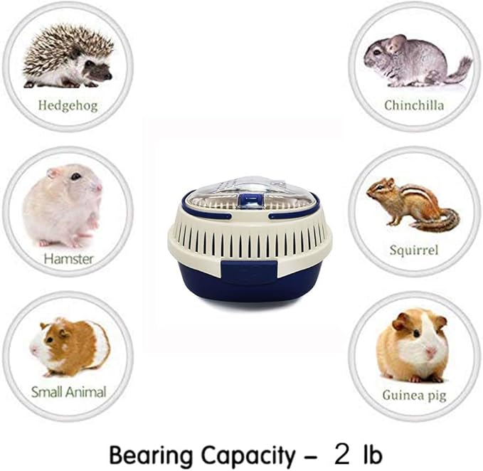 KAMEIOU Blue Small Animal Carrier for Guinea Pig, Sugar Glider, Hamster, Hedgehog, Chinchillas, Rat, Snakes - Portable, Lightweight, Breathable - Travel, Outdoor, Home Use