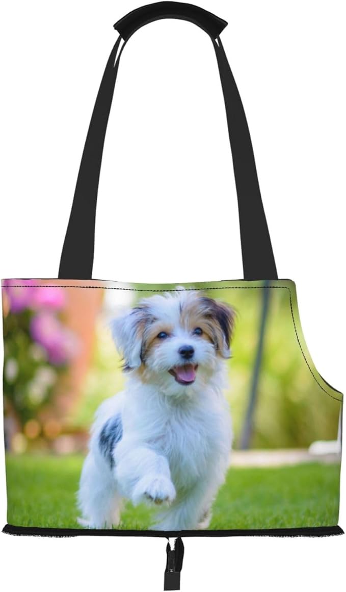 Custom Dog Carrier Purses Personalized Crossbody Puppy Carrying Bag Add Your Pet Photo Name Text Soft-Sided Sling Cat Pouch for Outdoor Hiking Traveling Subway Shopping (Custom)