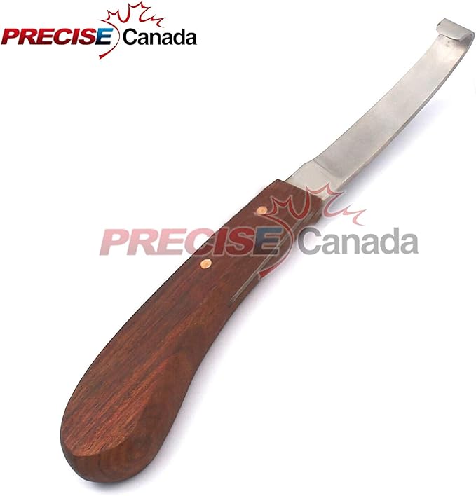 Hoof Knife Wide Blade Left Hand Farrier Equine Horse Stainless Steel Blade Rainbow Wooden Handle