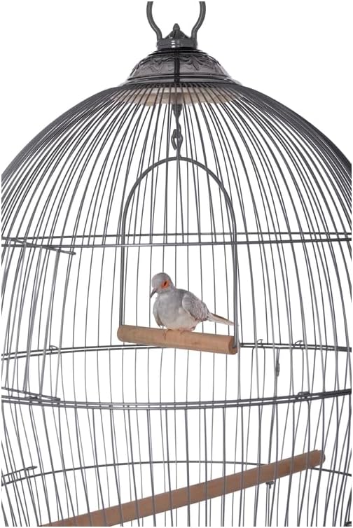 Baroque Brilliance Scrollwork Bird Cage with Intricate Design, Durable Metal Construction, Spacious Interior Gray