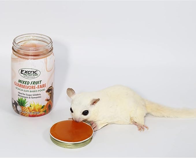 Gummivore-Fare - Mixed Fruit Flavor - Healthy All Natural Native Food Treat Sugar Gliders, Marmosets, Tamarins, and other Gum-Feeding Mammals - 8 oz. Jar - Acacia Gum-Based Supplement