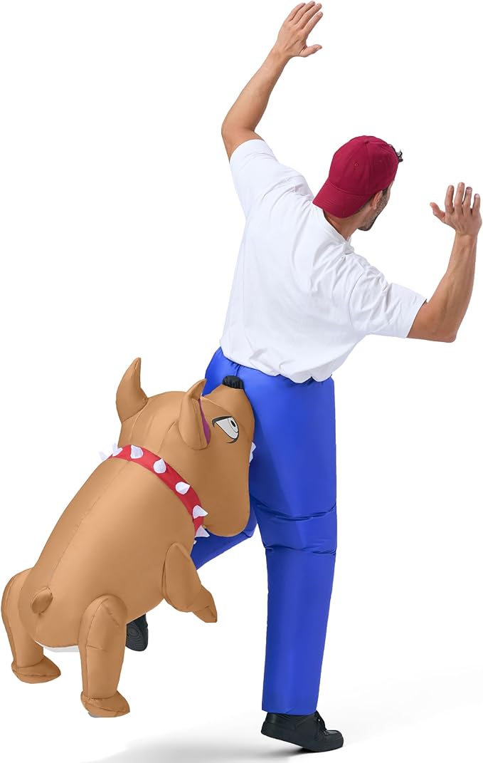 Spooktacular Creations Inflatable Dog Costumes for Adults, Biting By a Bulldog Blow up Outfit for Halloween Themed Parties