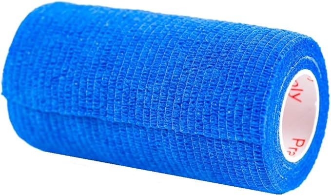 3 Inch Vet Wrap Tape Bulk (Blue) (Pack of 12) Self Adhesive Adherent Adhering Flex Bandage Grip Roll for Dog Cat Pet Horse