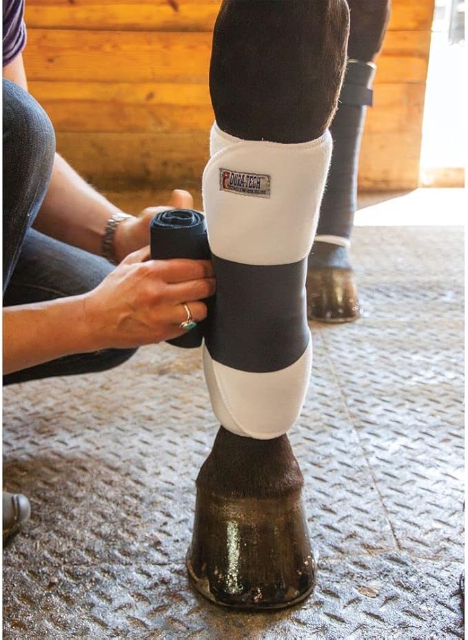 Dura-Tech Tekno-Dri No Bow Leg Wraps for Horses | Size 10" | Enhanced with Tekno-Dri | Sweat-Absorbing | Ideal for Stall Wrapping & Trailering | 30" Long | Sold in Pairs
