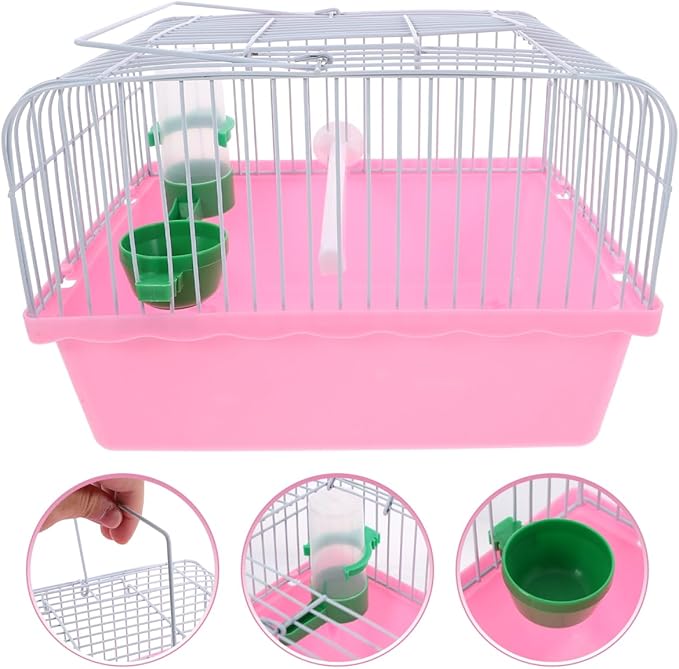 Bird Carrier Travel Cage Parrot Carrying Cage for Birds and Small Animals(Pink)
