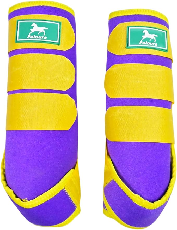 Equine Sport Horse Boots Set of 4 – Neoprene Leg Protection with Durable Hook & Loop Straps, Breathable & Comfortable Fit for Training, Riding, and Performance(Purple, Medium)