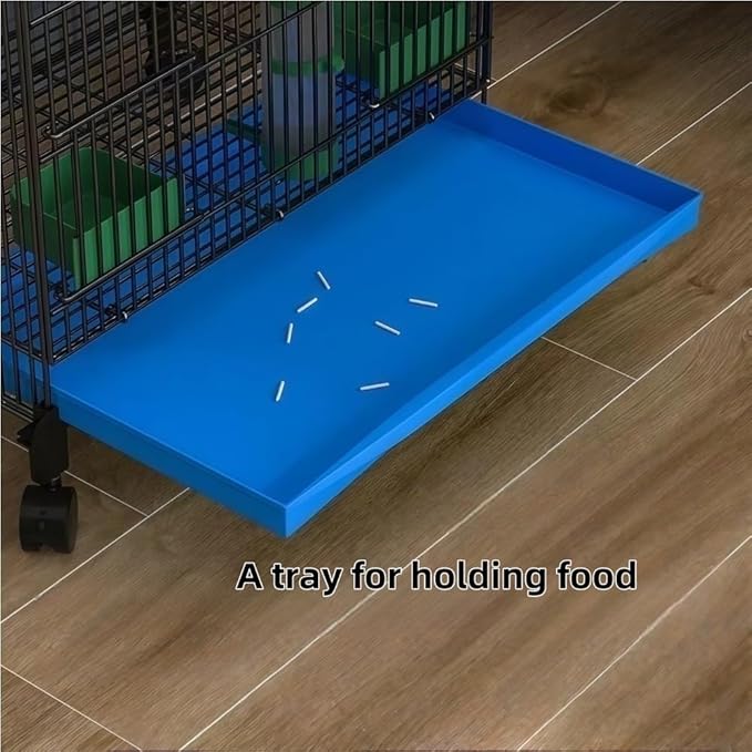 39.4-Inch Rolling Metal Bird Cage with Stand, Includes Grass Nest - Spacious Parrot Home for Budgies, Lovebirds, Canaries (Black)