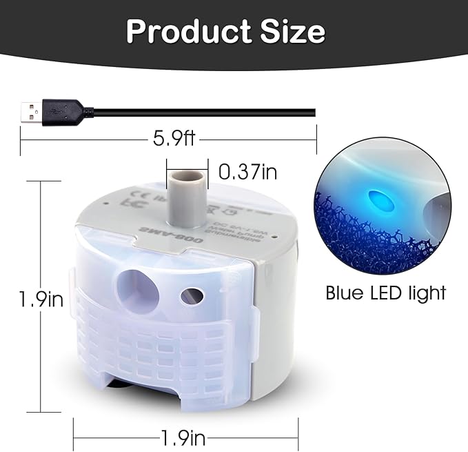 Cat Water Fountain Pump, Pet Water Fountain Replacement Pump SMA-800 Submersible Motor for Stainless Steel Indoor Cat Fountain Pump Replacement(Bottom Pumping)