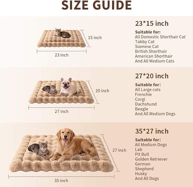 Self-Warming Cat Bed, Plush Faux Fur Pet Bed Mat with Anti-Slip Bottom, Ultra Soft Heated Pad for Cats & Kittens, Cozy Fluffy Bed for Window & Sills Couches, Machine Washable, 23x15 Inch Coffee