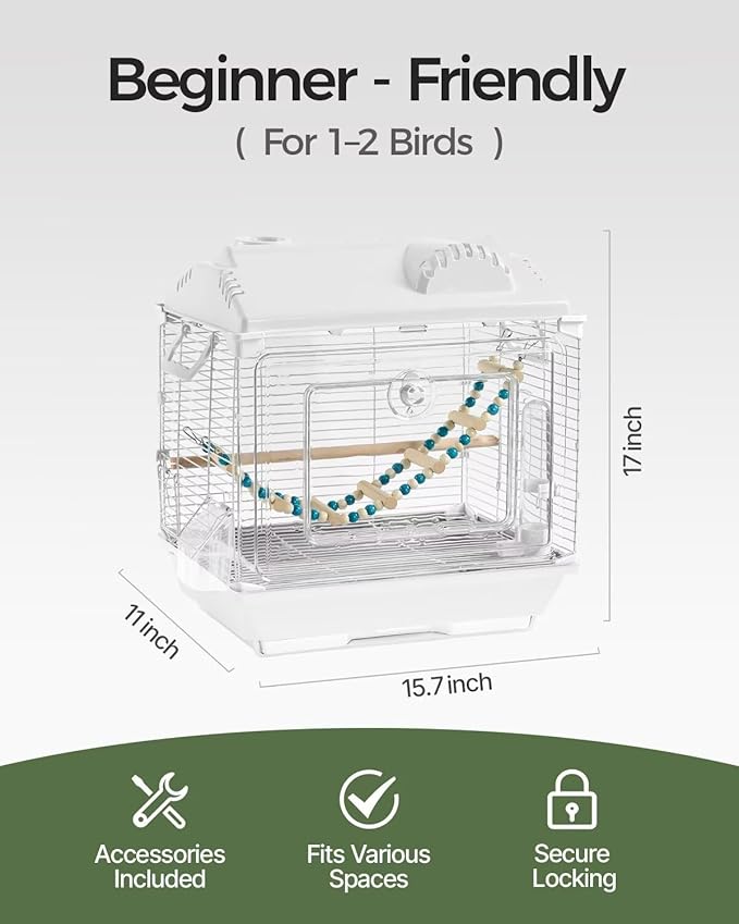 Clear View Bird Cage, Indoor & Travel Small Birdcage for Parakeet, Parrot, Budgies, Cockatiels, Canary |Easy Clean Safe Materials|