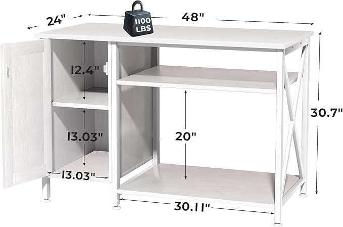 40-120 Gallon Reptile Tank Stand with Power Outlet, Terrarium Stand with Storage Cabinet, 48" X 24" Tabletop, Reptile Terrarium,Turtle Tank White PG08XYW