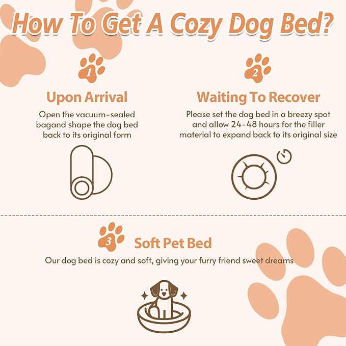 JOLLYVOGUE Calming Dog & Cat Bed for Large Dogs, Anti-Anxiety Donut Cuddler Cozy Soft Round Bed with Anti-Slip Bottom, Fluffy Faux Fur Plush Cushion Beds for Medium Dogs (36")