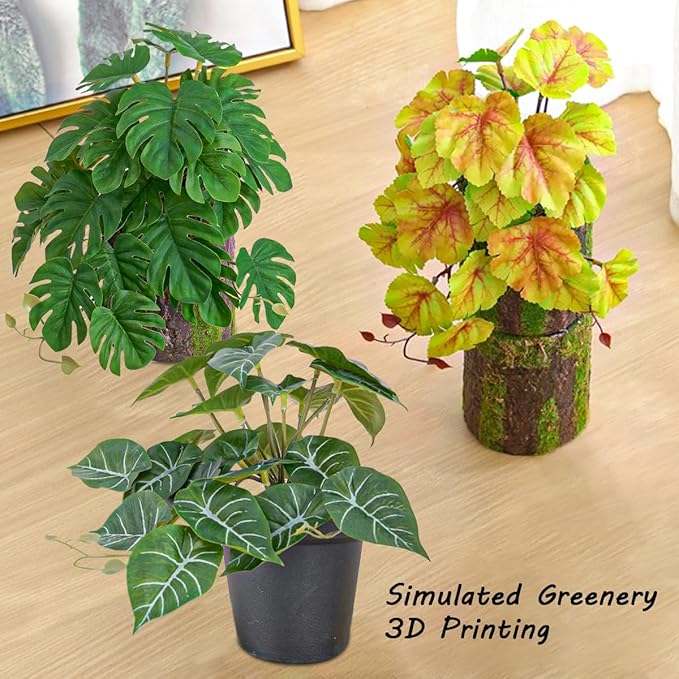 Artificial Reptile Plants for Terrarium, Amphibian Habitat Decor Artificial Hanging Plants (Turtle Leaf)