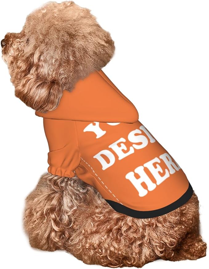 Dog Clothes, Custom Dog Hooded Sweatshirt, Personalized Pet Costume Robe Shirt with Text/Image/Club Name/Pet Shop Logo for Small Medium Large Dogs and Cats, Orange, L