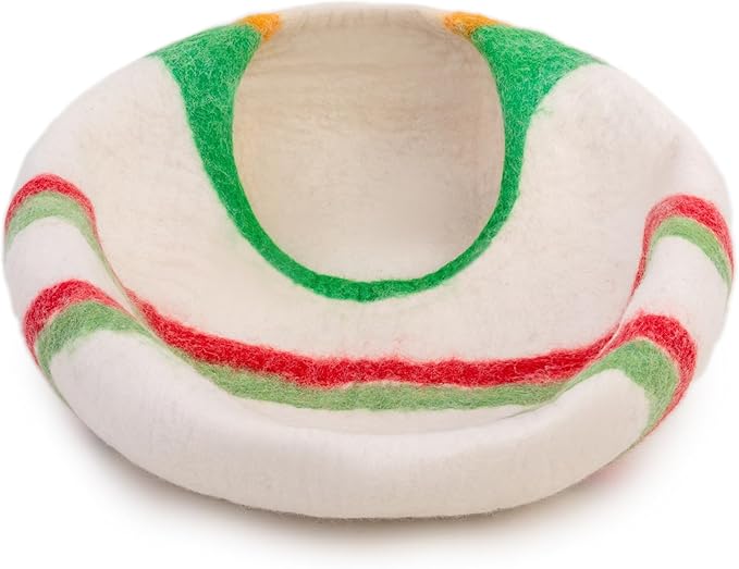 Woolygon Premium Felt Cat Cave Bed ā Wool Kitty Beds Handcrafted Kitten Caves Bed for Indoor Cats - Made from 100% Eco-Friendly Merino Wool, Foldable Cat Hidewawy Covered Cat House Pod (Candy Swirl)