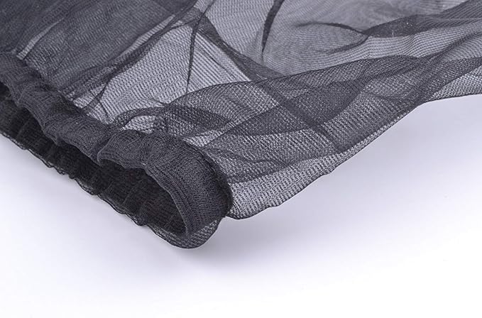 Bird Cage Seed Catcher Seeds Guard Parrot Nylon Mesh Net Cover Stretchy Shell Skirt Traps Cage Basket Soft Airy (M, Black)