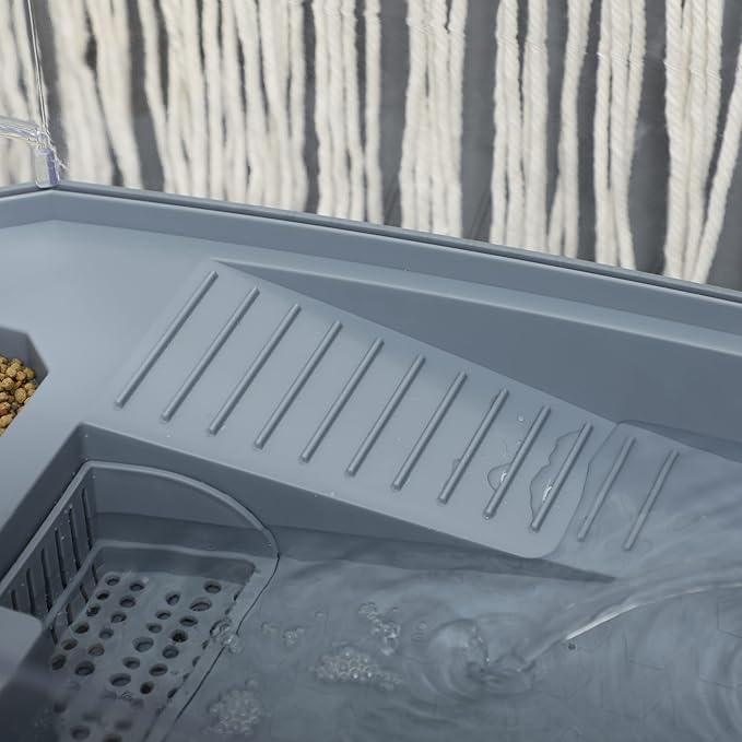 PawHut Turtle Tank Kit, Turtle Aquarium with Basking Platform, Water Pump, Filter Layer Design, Full View Visually Reptile Habitat, Easy to Clean and Change Water, Multi Functional Area