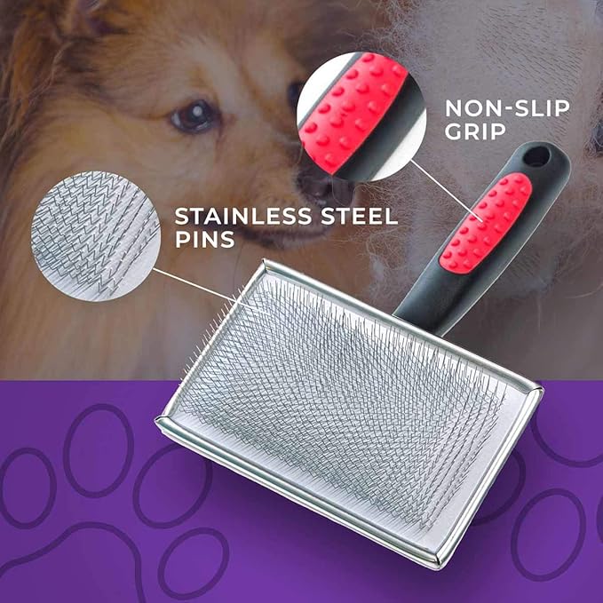 Ryan's Pet Supplies Paw Brothers Flat Slicker Brush for Dogs, Dog Brush for Long Haired Dogs, Professional Grade, Coated Tips, Gentle on Skin, Maximum Coverage, Extra Large