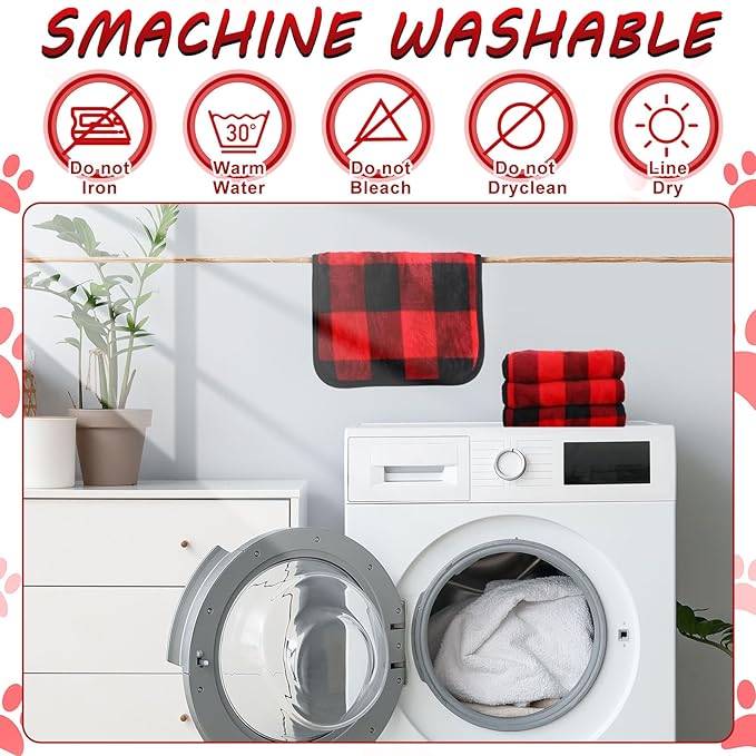 Reginary 4 Pcs Waterproof Guinea Pig Blankets Washable Small Animal Fleece Bedding Absorbent Guinea Pig Cage Liners Reusable Pet Pee Pad Sleep Mat for Hamster Ferret (Christmas Plaid,12 x 12 Inch)