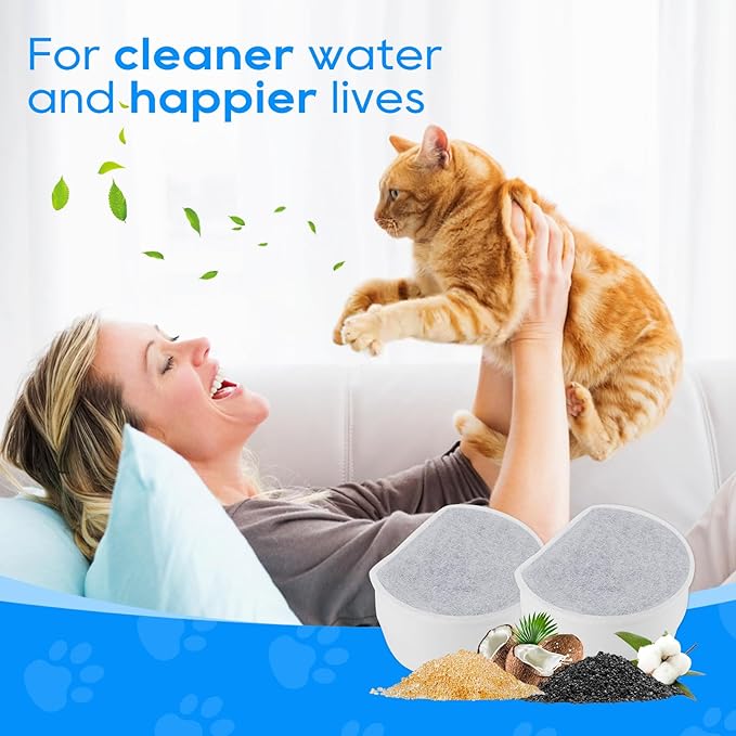 Replacement Carbon Filters for Drinkwell, Cat Water Fountain Filter, Dog Pet Fountain Filters Compatible with Petsafe Water Fountains Seaside Creekside Pagoda Seascape Butterfly Avalon 6PCS