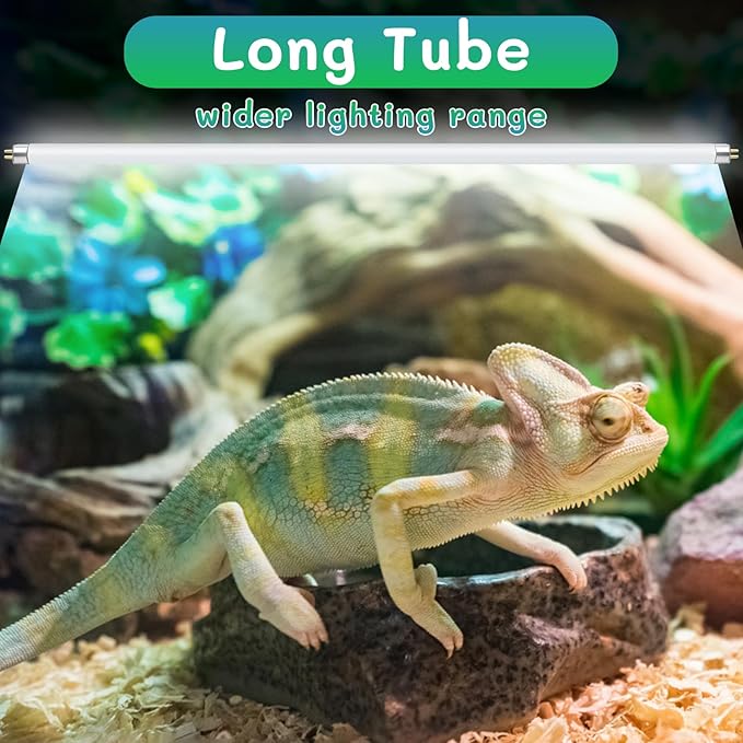 T5 UVB Reptile Light 24W 5.0,UVA UVB Light Bulb for Reptiles,2 Pack Reptile UVB Lamp Tube for Bearded Dragon