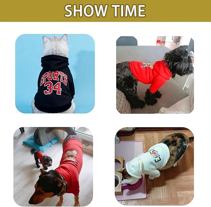 Custom Dog Hoodie, Personalized Sweatshirt with Photo Text Name Logo, Customized Hooded Sweater for Small Medium Large Dogs & Cats (Black, M)