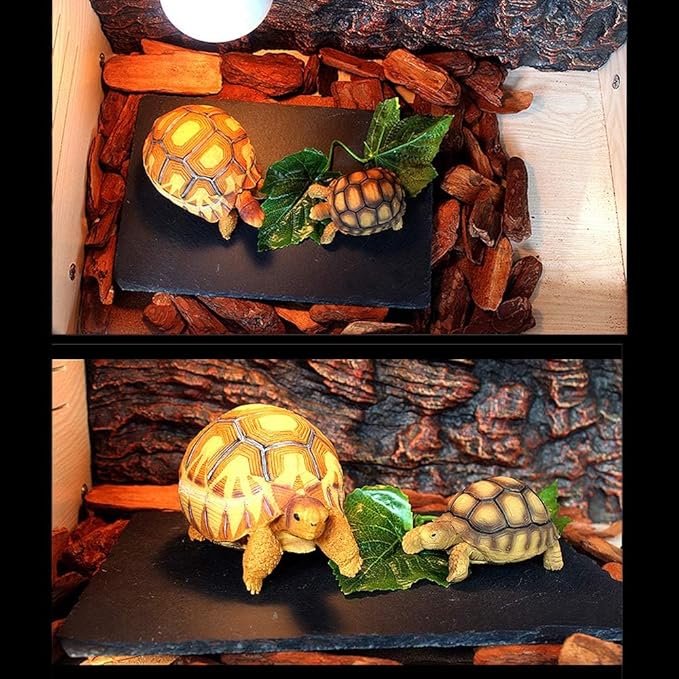 kathson Reptile Basking Platform (7.9 x 11.8 inches), Natural Rock Plate Turtle Food Bowl Feeding Dish Resting Terrace Habitat Decor for Tortoise Turtle Lizard Bearded Dragon Crested Gecko Snake