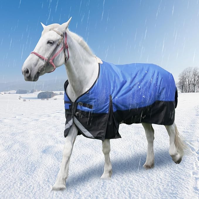 78” Winter Horse Blanket, 1200D Waterproof Poly Horse Turnout Blanket, Durable Tear-Resistant Thick Horse Blanket with Snuggit 220g Filling, Breathable Warmth Turnout Blankets for Horse