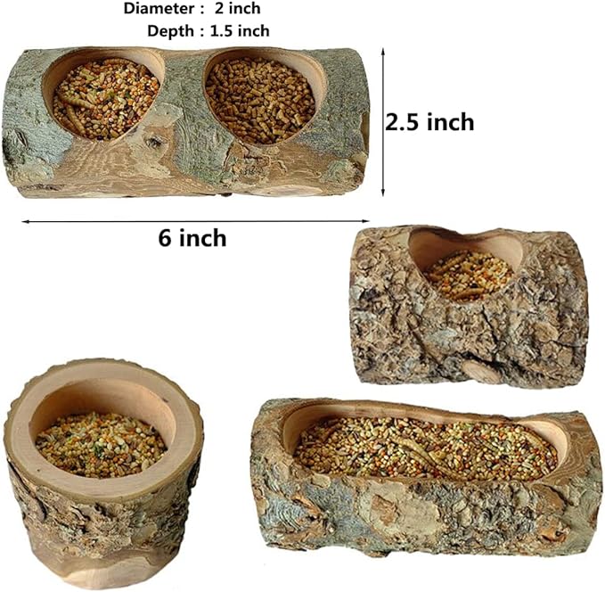Apple Wood Feeding Bowl for Small Animals, Food Dish for Guinea Pig, Chinchilla Parrots