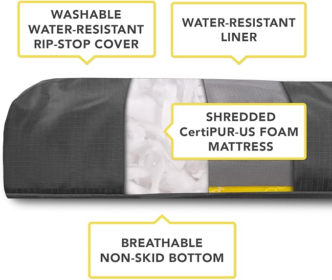 K9 Ballistics Tough Rectangle Pillow S Dog Bed - Removable Cover, Washable, Durable & Water Resistant Dog Bed Made for Small Dogs 24"x18" Sandstone