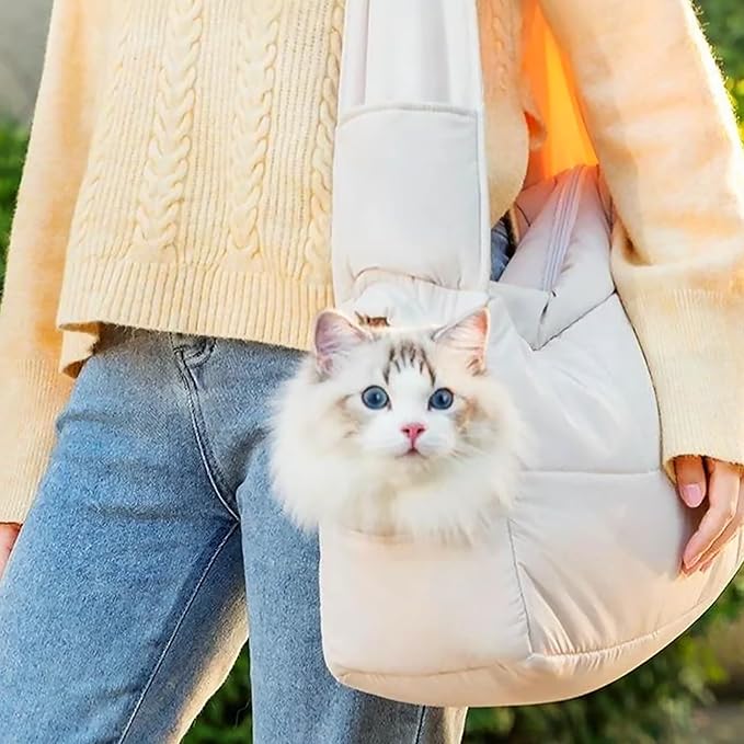 Mini Dog Purse Carrier with Pockets, Warm Cute Pets Bags with Secure Harness Clip, Cat Shoulder Bag for Outings, Lightweight Puppies Bags Kennel, Trained Pets Handbag Outdoor(Gray,One Size)