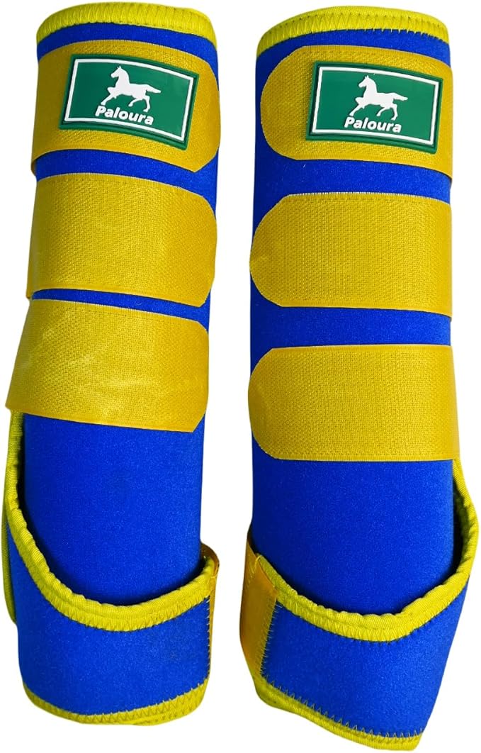 Equine Sport Horse Boots Set of 4 – Neoprene Leg Protection with Durable Hook & Loop Straps, Breathable & Comfortable Fit for Training, Riding, and Performance(Blue, Large)