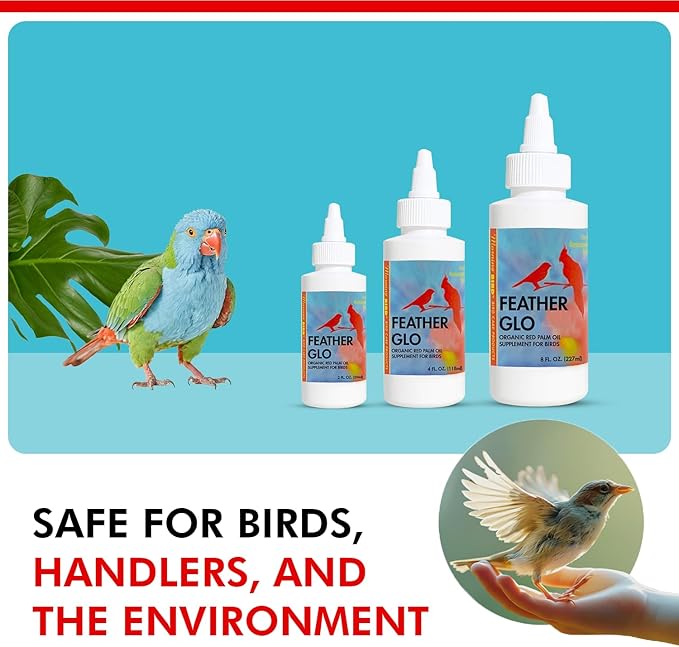 Morning Bird Feather Glo 8 Oz – Palm Oil Supplement for Birds – Supports Pet Skin Treatment Spray, Feather Shine & Immune Health – Vitamin, Mineral & Energy Support for All Bird Types