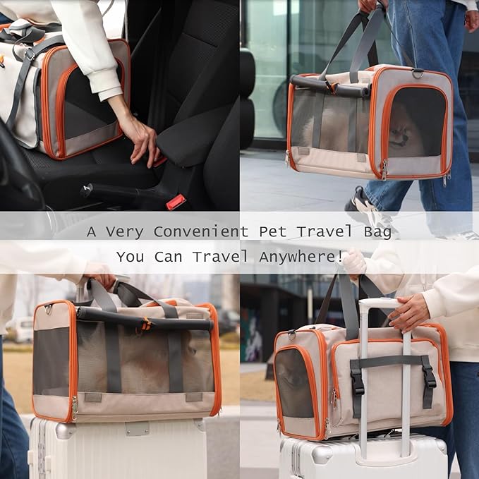 Cat Carriers Soft Grey Small Dog Carrier Airline Approved,Pets Travel Bag for Cats Puppies,Large Pocket,Breathable,Sunshine Protection Pet's Carrier Privacy Protection Outdoor Kitties Kennel