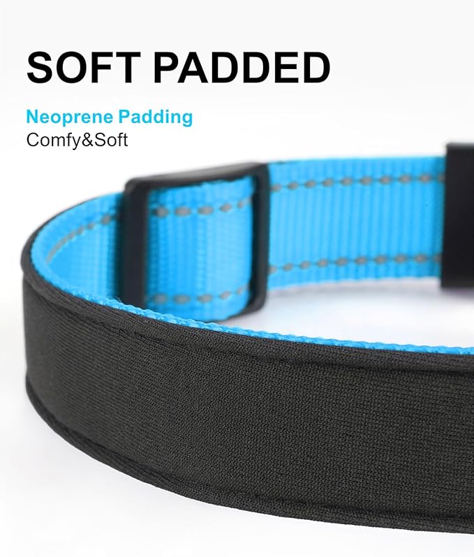 TagME Airtag Dog Collar,Waterproof Reflective Pet Collar with Airtag Holder,Soft Padded and Double D-Rings for Large Dogs,Light Blue
