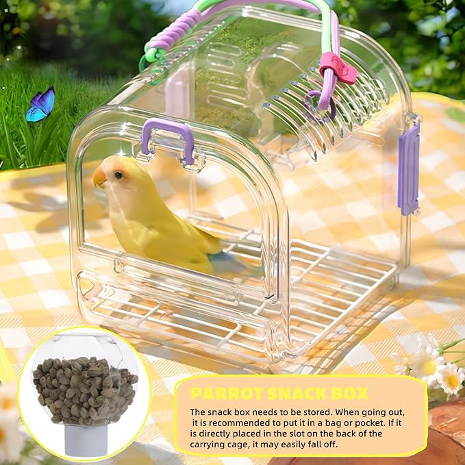 Portable Plastic Bird Cages,Travel Bird Cage,Lightweight Waterproof Ventilated Small Bird Cage,Outdoor Use Easy to Carry,for Small Birds, Budgies and Pet Birds (Yellow, A)