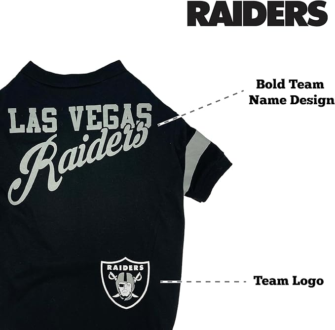 NFL Las Vegas Raiders Dog & Cat T-Shirt, Small. Football PET TEE for NFL Team Fans. New & Updated Fashionable Stripe Design, Durable & Cute