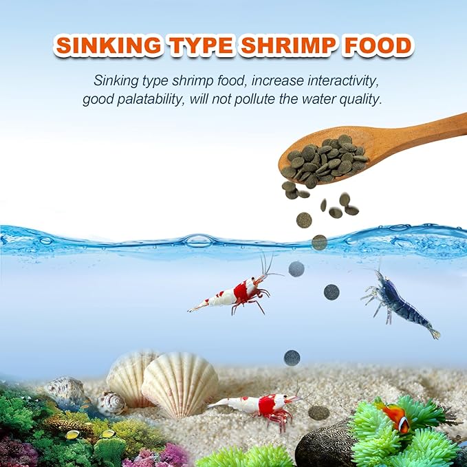 Premium Shrimp Food - High Protein Natural Pellets with Calcium Vitamins for Crystal, Red Cherry, Caridina & Tropical Shrimp(4.6oz)