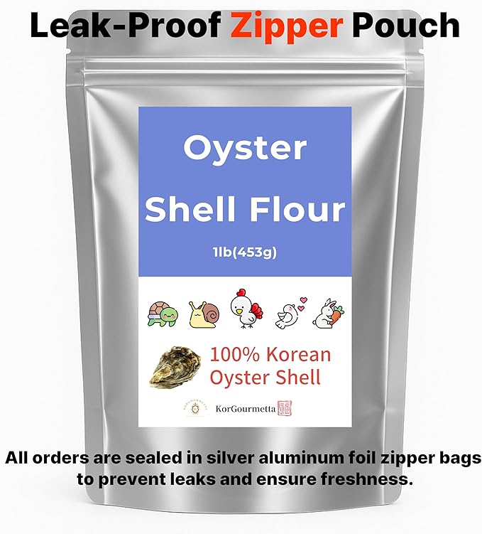 | Oyster Shell Flour 1lb – Finely Ground Calcium Material for Chickens, Ducks, Birds, Reptiles, Amphibians, and More – Crushed Oyster Shell Alternative | 굴껍질가루