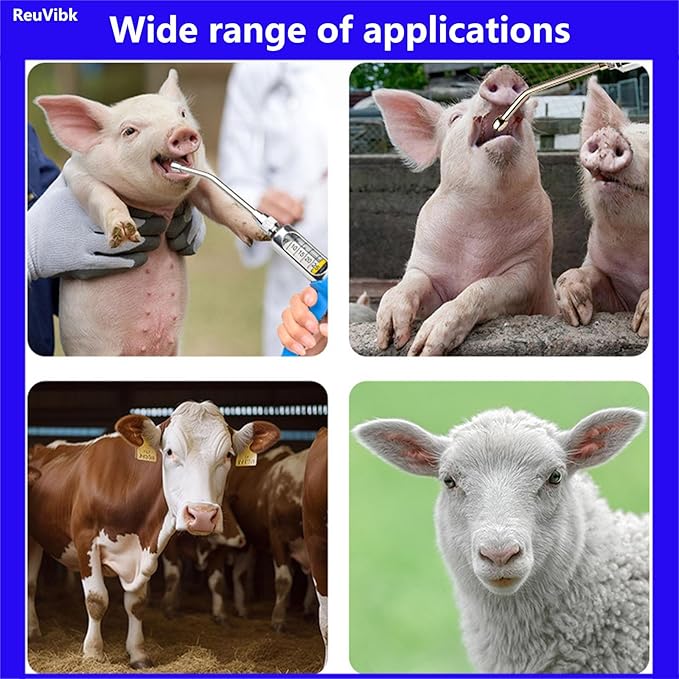 30 ML Adjustable Veterinary Metal Feeding Gun, Continuous Drench Gun Continuous Dosing Device Veterinary Medicine Dispenser Husbandry Autonomous Feeding Tool, for Pig Cow, Sheep, Horse