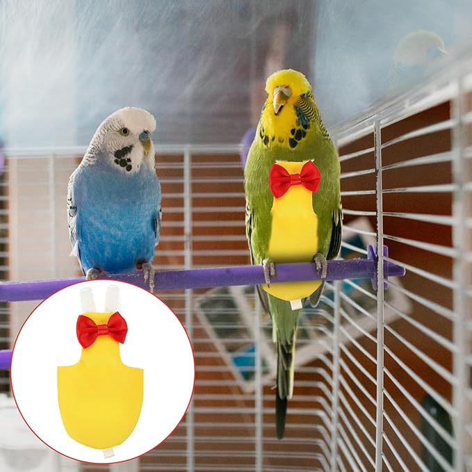 NUOBESTY Lightweight Parrot Diaper Flight Suit Comfortable Bird Clothes for Parakeets Cockatiels Conures Training Harness Prevent Messy Accidents Stylish Yellow