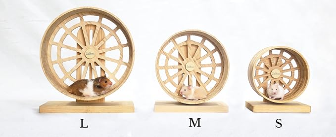 Hamster Wheel – Silent Hamster Toys, 9 Inch Chinchilla Wheel for Syrian, Dwarf Hamsters, Gerbil Wheel – Bamboo Cage Accessories, Exercise Wheel, Small Animal Toy