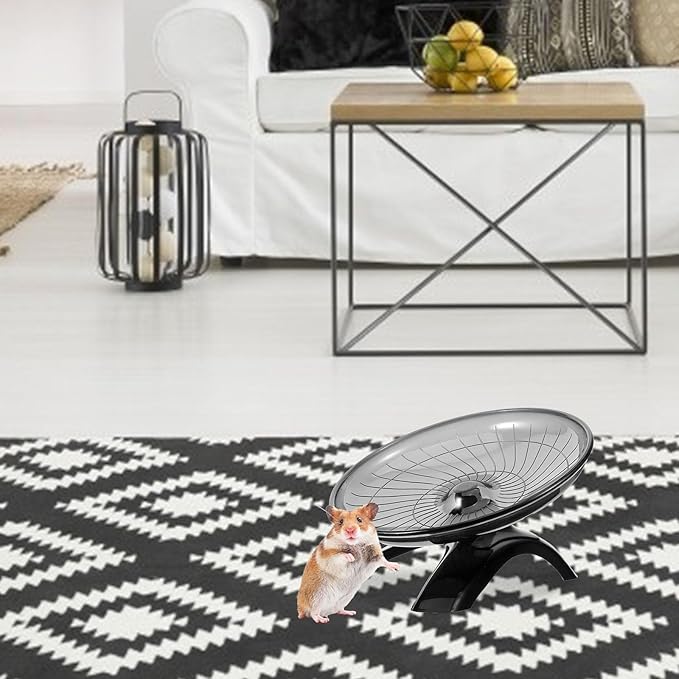 POPETPOP Hamster Exercise Wheel Super Silent: Hamster Flying Saucer Silent Hamster Wheel Guinea Pig Run Wheel for Hamsters Gerbils Mice Hedgehogs (Black)