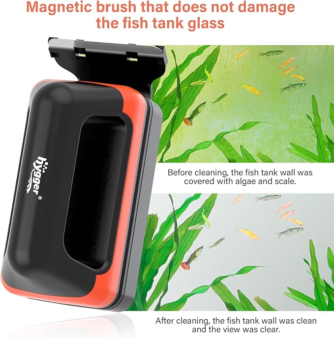 hygger Fish Tank Magnetic Glass Cleaner Two Detachable Algae Scraper for Aquarium Fish Tank,Floating Scrubber Brush Glass Algae Magnet Cleaning Tool for Medium Aquariums Tank