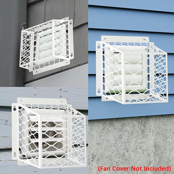 Dryer Vent Bird Guard,Dryer Vent Cover Guard for Most 3" to 4" Bathroom Exhaust Fan Cover Ventilation,7"Lx7"Wx5"H Steel Ventilation Bird Cage for Bath Exhaust Fan Cover,White,2PCS