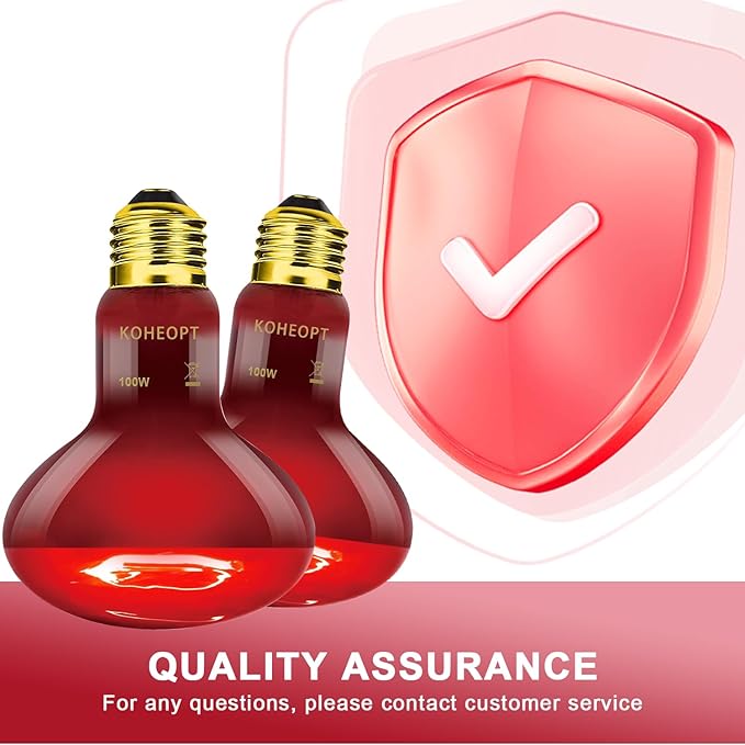 Infrared Heat Lamp 100W,(2 Pack) Reptile Heat Emitter Infrared Basking Spot Light, Reptile Pets Brooder Use,Red Heat Lamp for Chickens、Lizards、Snakes、Turtles