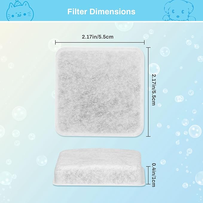 6 Pack Charcoal Replacement Filters for 0.5/1/2.5/4 GAL Gravity Waterer, YOIHABV Cat Fountain Filters, Dog Water Dispenser Filters, Pet Fountain Filter Replacement, Control Chlorine and Odor